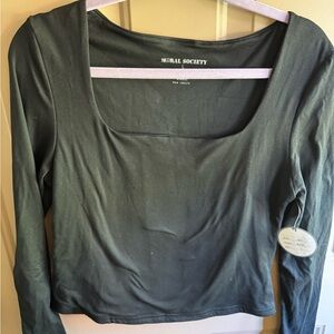 Moral Society Crop Shirt Womens Large black long sleeve.